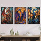 3pcs Majestic Dragon Paintings in Vibrant Staine Metal Print Ready to Hang Art