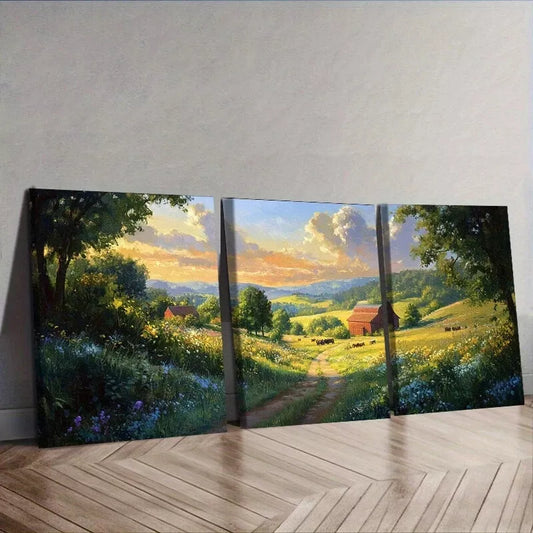 3pcs Rural scene Natural Wall Art Set Canvas Framed 40x60cm - High Quality Print 100% Australian Made Wall Canvas Ready to Hang
