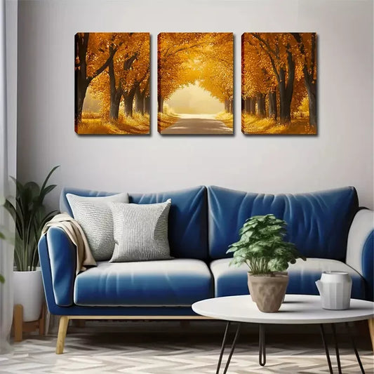 3pcs  Romantic Autumn Forest Scene Wall Art Set Canvas Framed 40x60cm - High Quality Print 100% Australian Made Wall Canvas Ready to Hang