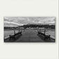 Black and White Coastal Pier At Sea Wall Art Canvas Office Home Framed 80x45cm