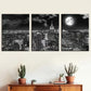 3pcs  Black And White Night City Architecture Wall Art Set Canvas Framed 40x60cm - High Quality Print 100% Australian Made Wall Canvas Ready to Hang