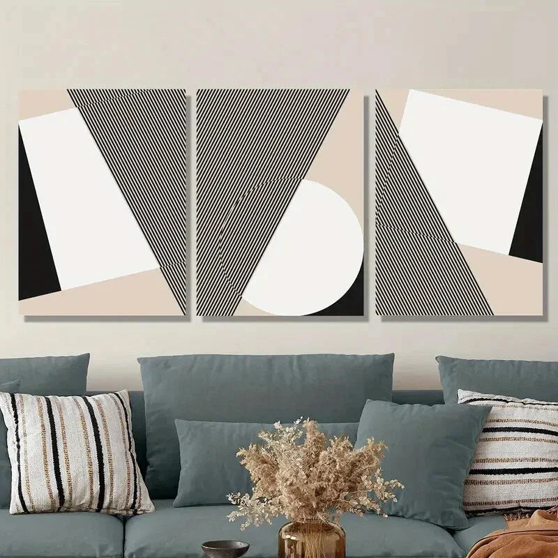 3pcs light luxury abstract geometric Metal Print Ready to Hang Art
