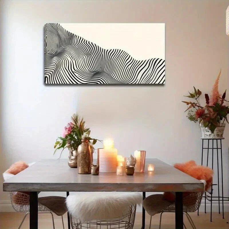 Modern Zebra Stripe B&W Pattern Wall Art Canvas Office Home Room Framed 120x60cm