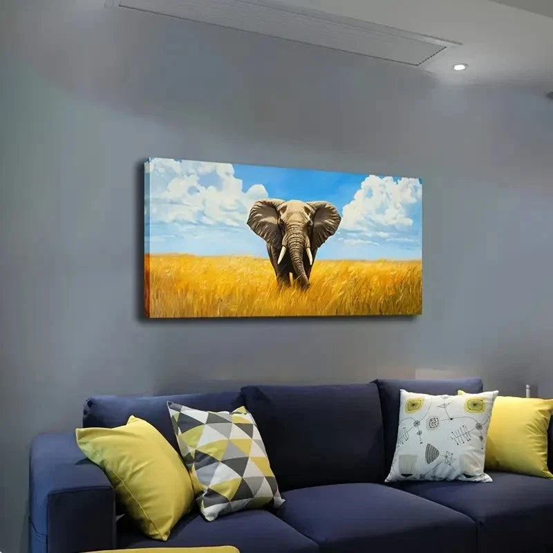 A Close-Up Of An Elephant Wall Art Canvas Office Home Room Framed 120x60cm