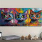 3pcs Colorful Cats Wall Art Set Canvas Framed 40x60cm - High Quality Print 100% Australian Made Wall Canvas Ready to Hang