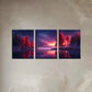 3pcs  Calm Lake Trees with mountain View Painting Wall Art Set Canvas Framed 40x60cm - High Quality Print 100% Australian Made Wall Canvas Ready to Hang