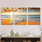 3pcs Beach Sunset Vibrant Sunset Painting Wall Art Set Canvas Framed 40x60cm - High Quality Print 100% Australian Made Wall Canvas Ready to Hang