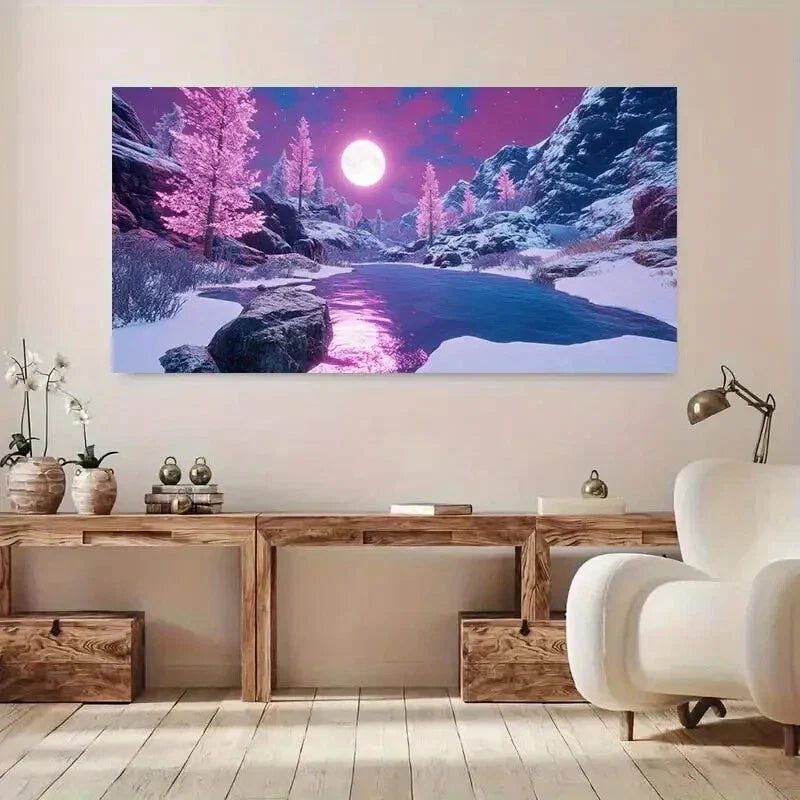 Mountain with Snowy River wall canvas office home room framed 120x60cm