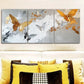3pcs Vibrant Golden & Black Butterflies On Gray Metal Print Ready to Hang Art