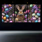 3pcs Brown Cute Bunny Colourful Eggs Big Ears Metal Print Ready to Hang Art