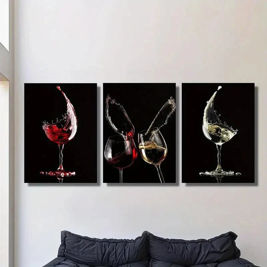 3pcs ,Featuring Wine, Embodying Minimalis Metal Print Ready to Hang Art