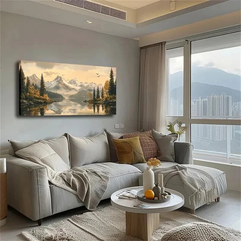 Continuous Snow Mountain Clouds Wall Art Canvas Office Home Room Framed 120x60cm