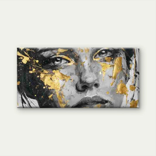 Sophisticated Face, Abstract Wall Art Canvas Office Home Room Framed 80x45cm