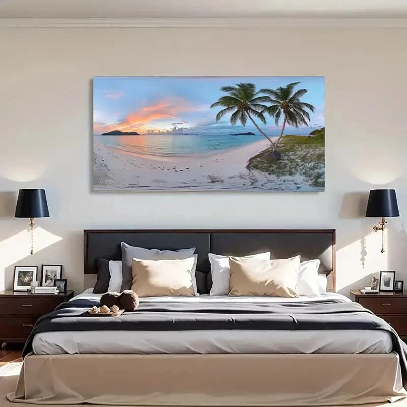 Ocean Waves Tropical Beach Wall Art Canvas Office Home Room Framed 120x60cm