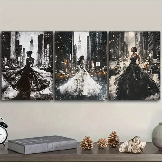 3pcs A model Luxurious Art Painting Metal Print Ready to Hang Art
