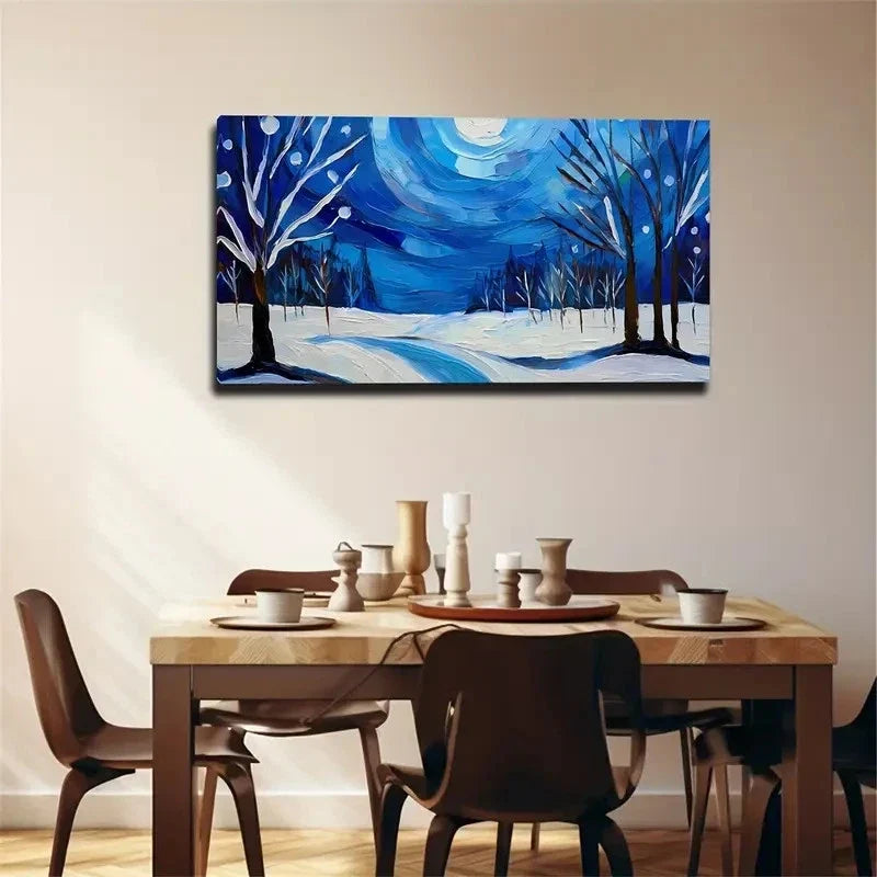 Winter Snow Landscape Wall Art Canvas Office Home Room Framed 80x45cm