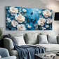 Vibrant Blue Background Flower Wall Art Canvas Office Home Room Framed 80x45cm