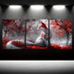 3pcs Stunning Fox in Red Forest Design Metal Print Ready to Hang Art