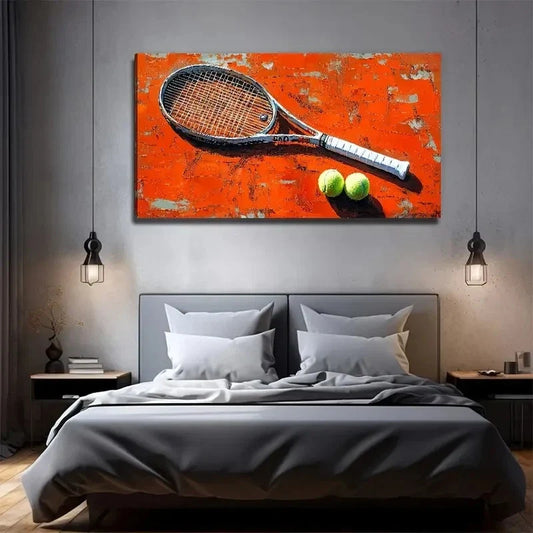 Tennis Racket Suitable Wall Art Canvas Office Home Room Framed 120x60cm