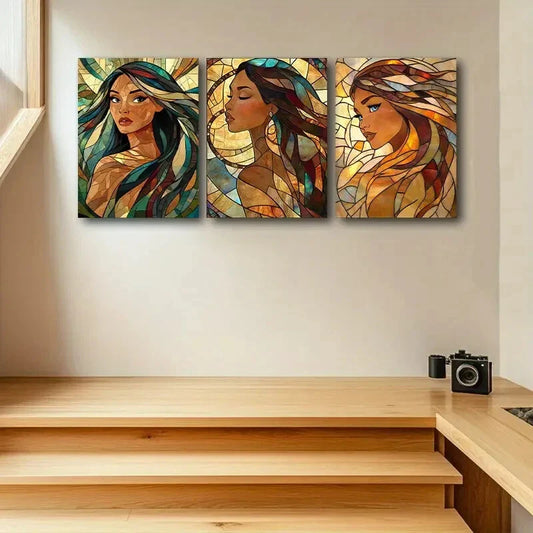 3pcs Luxurious Princess Design Metal Print Ready to Hang Art