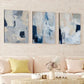 3pcs Abstract Brush Stroke Geometric Modern Blue Wall Art Set Canvas Framed 40x60cm - High Quality Print 100% Australian Made Wall Canvas Ready to Hang