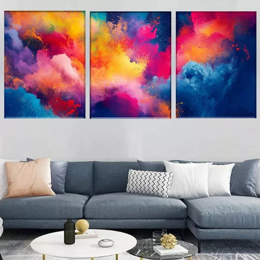 3pcs Modern Abstract Colorful Gradient  Wall Art Set Canvas Framed 40x60cm - High Quality Print 100% Australian Made Wall Canvas Ready to Hang