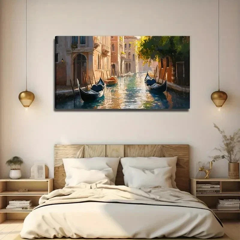 Vibrant Boat Watercourse Wall Art Canvas Office Home Room Framed 120x60cm
