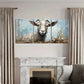 3pcs Artistic Goat, Curved Horn, White Flower Metal Print Ready to Hang Art