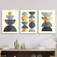 3pcs Golden & Metallic Circles, Geometric Metal Print Ready to Hang Art