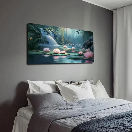 Tranquil Blue & Green Design Wall Art canvas office home room framed 120x60cm