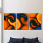 3pcs Orange & Blue Dynamic Line Drawing Wall Art Set Canvas Framed 40x60cm - High Quality Print 100% Australian Made Wall Canvas Ready to Hang