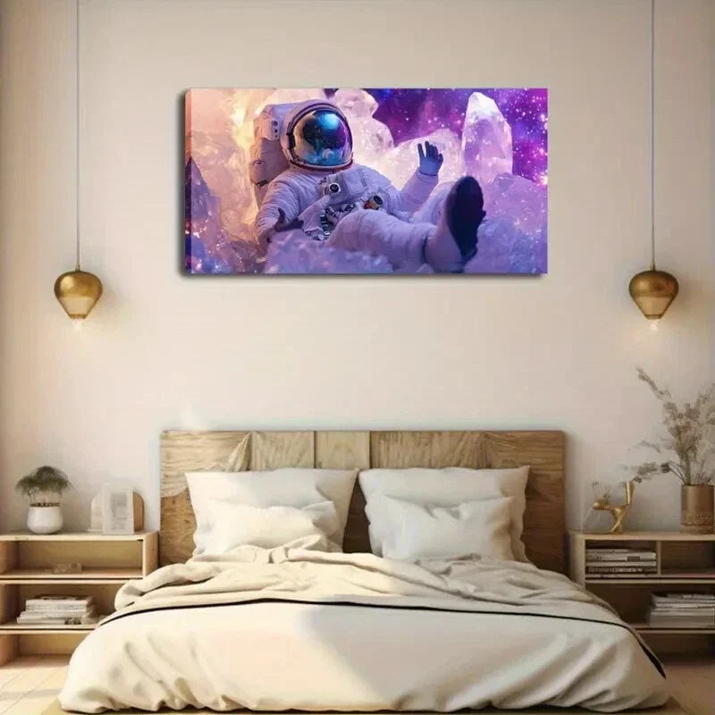 Glowing Planets and Stars Space Wall Art Canvas Office Home Room Framed 120x60cm