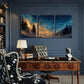 3pcs Starry Night Forest Landscape with Pine Trees Metal Print Ready to Hang Art