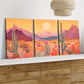 3pcs Arizona Sunset Colourful Mountains Orange Wall Art Set Canvas Framed 40x60cm - High Quality Print 100% Australian Made Wall Canvas Ready to Hang