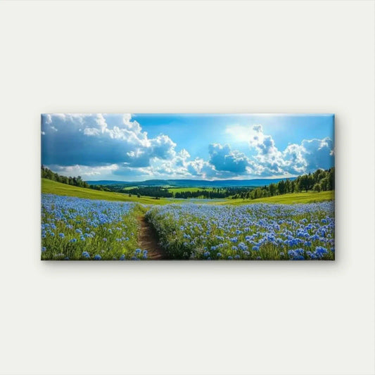 Serene Sky, Trees & Flowers Wall Art Canvas Office Home Room Framed 80x45cm