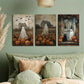 3pcs Ghosts and Black Cats on the Porch Metal Print Ready to Hang Art