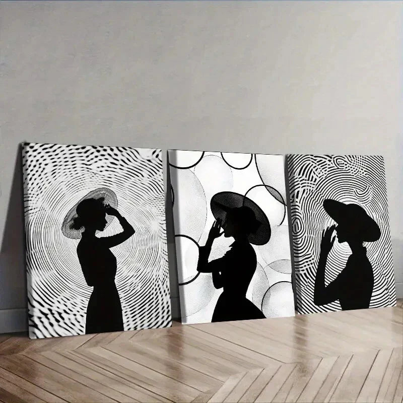 3pcs  Elegant Silhouette Circular Patterns Wall Art Set Canvas Framed 40x60cm - High Quality Print 100% Australian Made Wall Canvas Ready to Hang