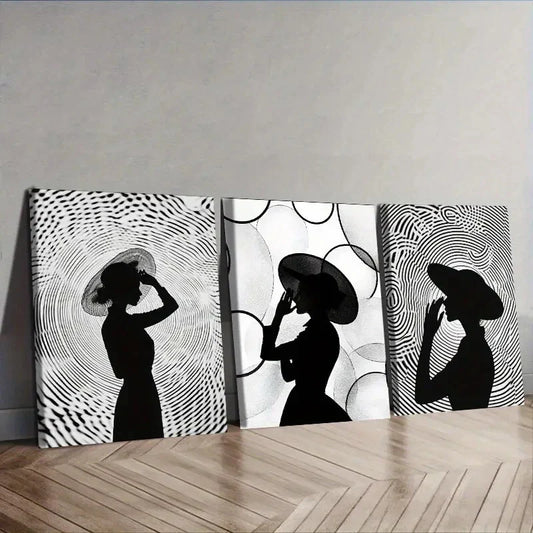 3pcs  Elegant Silhouette Circular Patterns Wall Art Set Canvas Framed 40x60cm - High Quality Print 100% Australian Made Wall Canvas Ready to Hang
