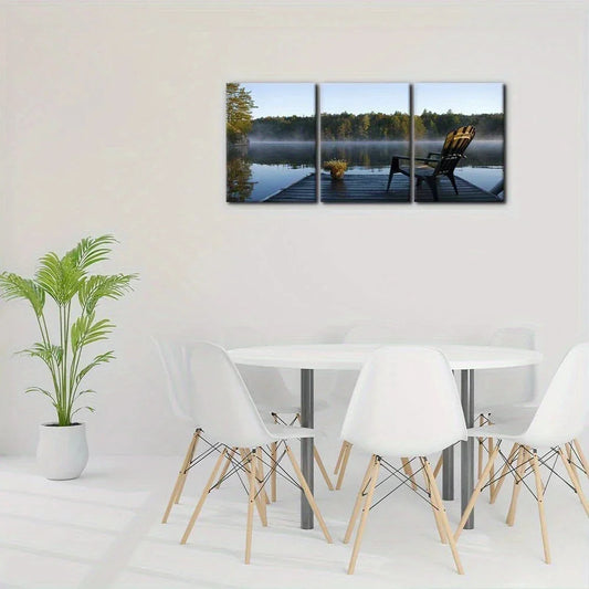 3pcs Serene Wilderness Autumn Foliage & Misty Metal Print Ready to Hang Art