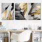 3pcs Featuring Golden Abstract Light Luxury Wall Art Set Canvas Framed 40x60cm - High Quality Print 100% Australian Made Wall Canvas Ready to Hang