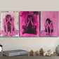 3pcs Pink Trouble Modern Classic Paintings  Metal Print Ready to Hang Art