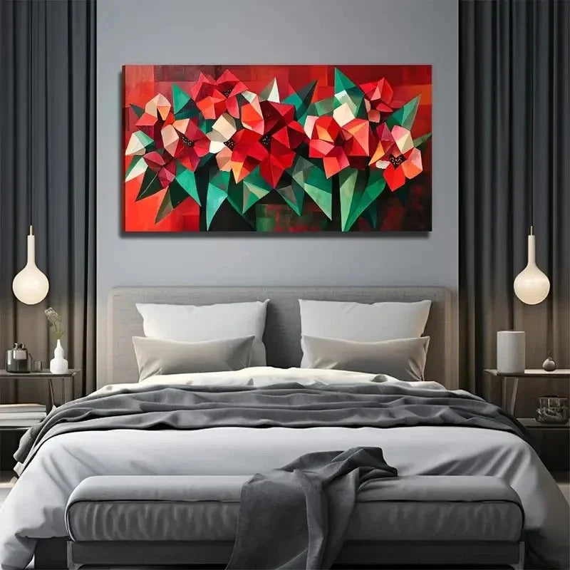Vibrant Floral Modern Wall Art Canvas Office Home Room Framed 120x60cm