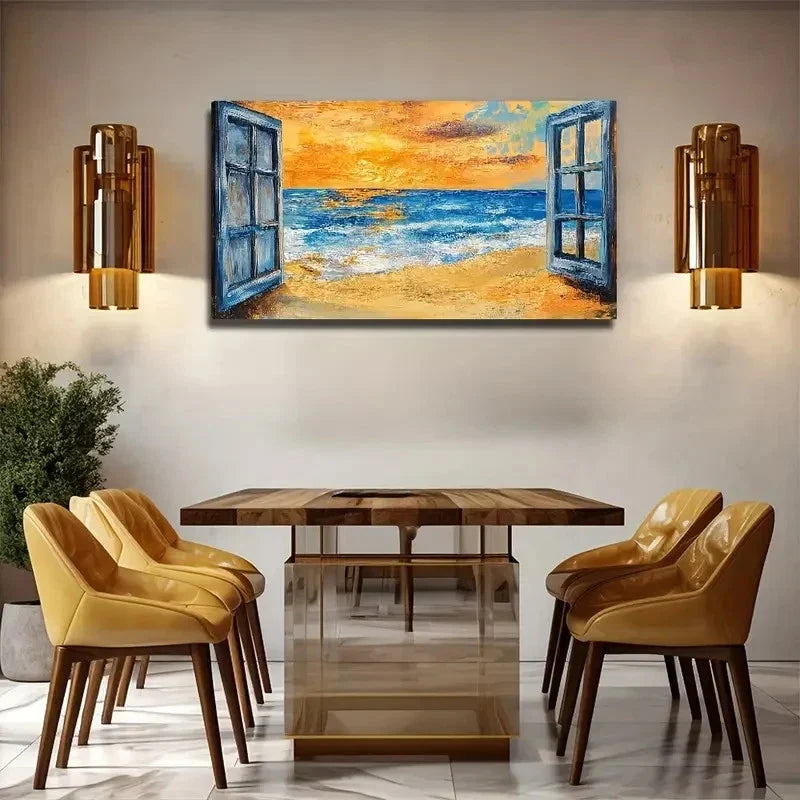 Open Window See Perfect Wall Art Canvas Office Home Room Framed 80x45cm