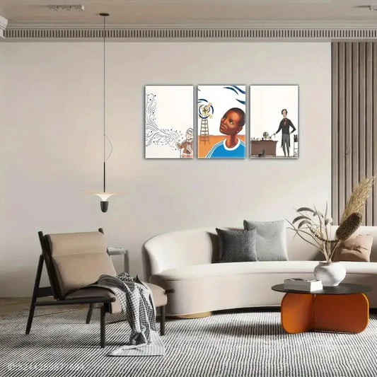 3pcs Minimalist Modern Style Abstract Art Style Metal Print Ready to Hang Art
