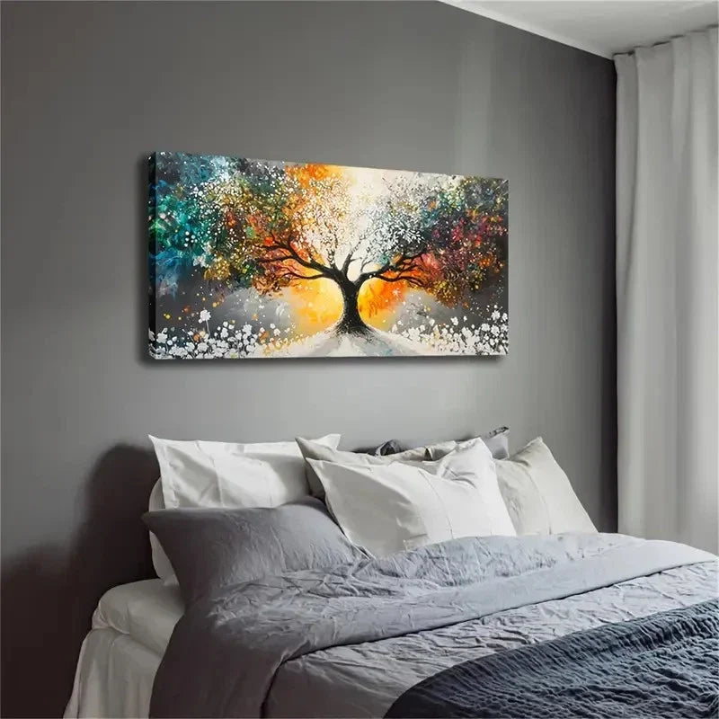 Seasonal Transition Tree Wall Art Canvas Office Home Room Framed 120x60cm