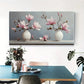 Pink Magnolia Branches in Vases Wall Art Canvas Office Home Room Framed 120x60cm