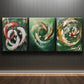 3pcs Group Of Koi Fish In An Oil Painting Metal Print Ready to Hang Art