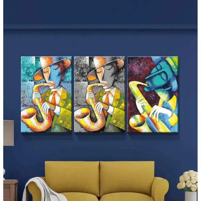 3pcs Featuring Abstract Figures,  Metal Print Ready to Hang Art