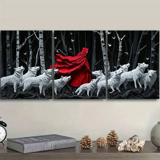 3pcs The Red Lord and the White Wolf Metal Print Ready to Hang Art