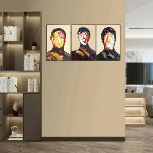 3pcs Abstract Portrait Posters Oil Painting Metal Print Ready to Hang Art